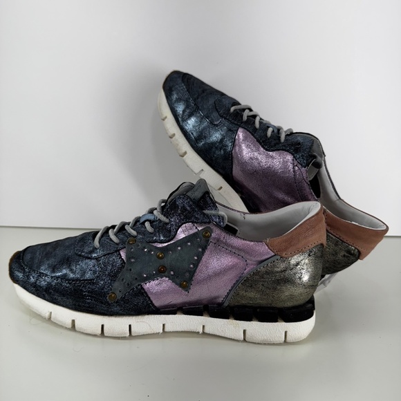 A.S.98 Italian Leather Sneakers Metallic Embossed Casual Comfort Shoes Rare - Picture 4 of 9